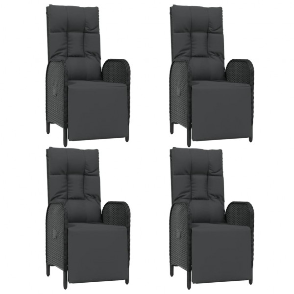 Set de muebles jardín 5 pzas con cojines ratán sintético negro M 4