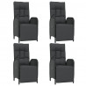 5 pcs conjunto de jantar p/ jardim c/ almofadões vime PE preto 4