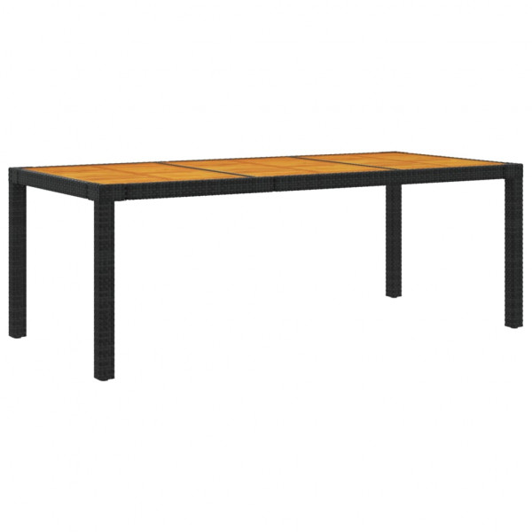Mesa de jardim 190x90x75 cm vime PE e acácia maciça preto M 2