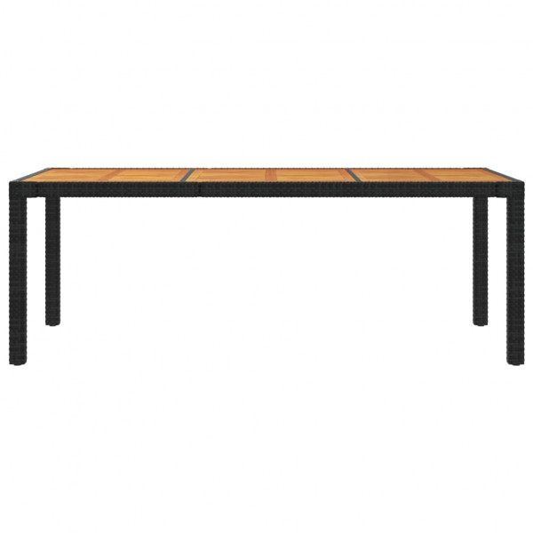 Mesa de jardín madera acacia ratán sintético negra 190x90x75 cm M 3