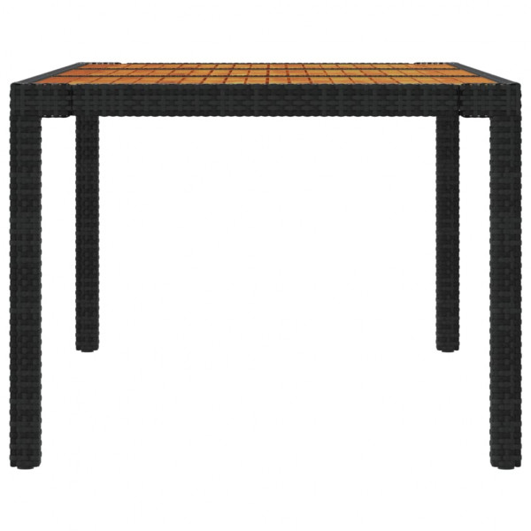 Mesa de jardim 190x90x75 cm vime PE e acácia maciça preto M 4