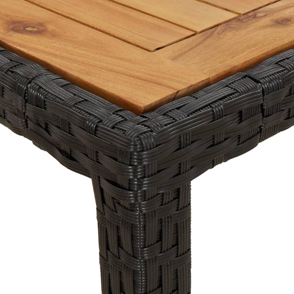Mesa de jardín madera acacia ratán sintético negra 190x90x75 cm M 5