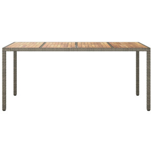 Mesa de jardín madera acacia ratán sintético gris 190x90x75 cm H