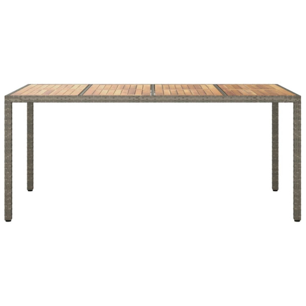Mesa de jardim 190x90x75 cm vime PE e acácia maciça cinzento M 2