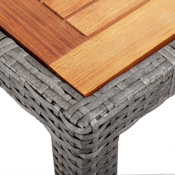 Mesa de jardín madera acacia ratán sintético gris 190x90x75 cm M 3