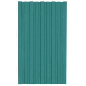 Painéis de telhado 12 pcs 80x45 cm aço galvanizado verde H