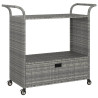 Carrito de bar con cajón ratán sintético gris 100x45x97 cm 2