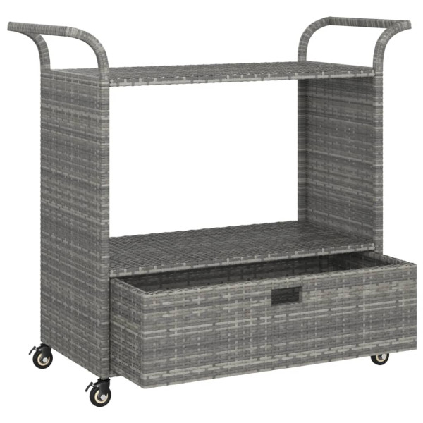 Carrito de bar con cajón ratán sintético gris 100x45x97 cm M 4