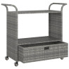 Carrito de bar con cajón ratán sintético gris 100x45x97 cm 4