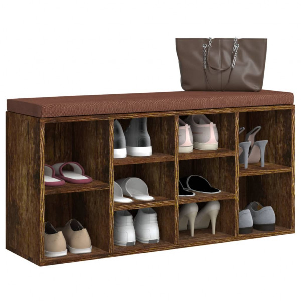 Banco zapatero madera contrachapada roble ahumado 103x30x48 cm M 3