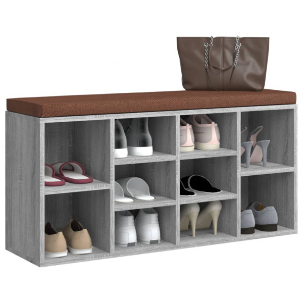 Banco zapatero madera contrachapada gris Sonoma 103x30x48 cm M 3