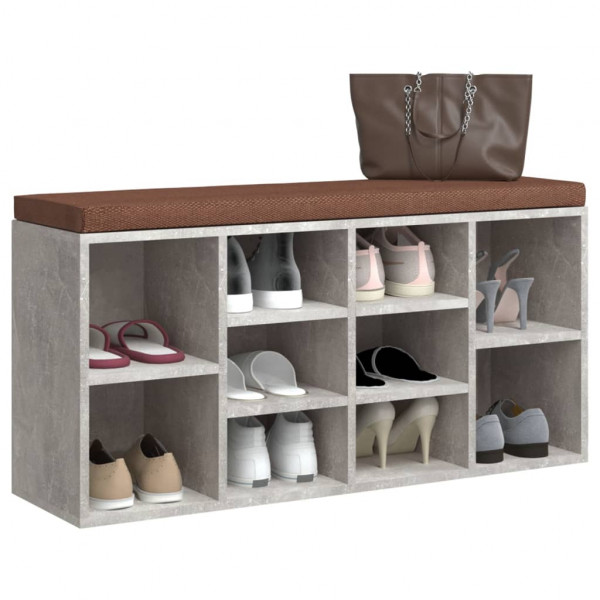 Banco zapatero madera contrachapada gris hormigón 103x30x48 cm M 3