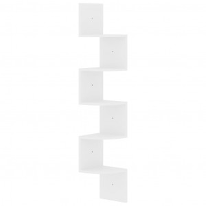 Estante de canto p/ parede derivados madeira branco brilhante H