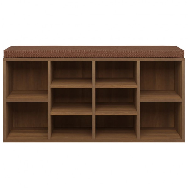 Banco zapatero madera contrachapada marrón roble 103x30x48 cm M 4