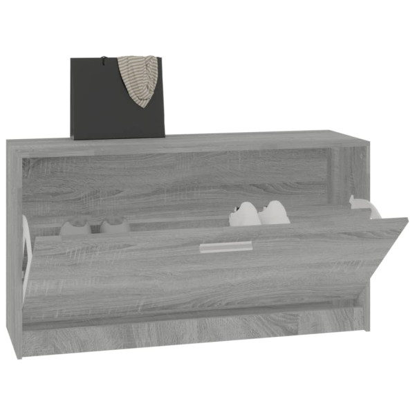 Banco zapatero madera contrachapada gris Sonoma 80x24x45 cm M 4