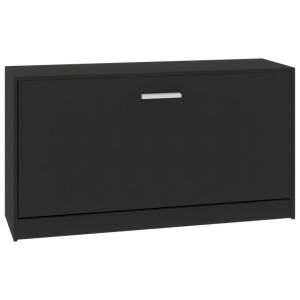 Banco zapatero de madera contrachapada negro 80x24x45 cm H