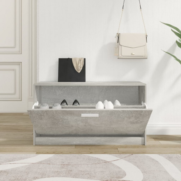 Banco zapatero madera contrachapada gris hormigón 80x24x45 cm M 3