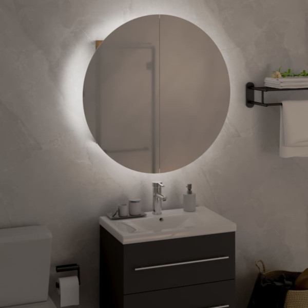 Armario de baño con espejo redondo y LED roble 47x47x17.5 cm M 3