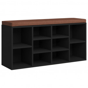 Banco zapatero de madera contrachapada negro 103x30x48 cm H