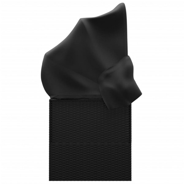 Sofá tumbona de jardín con toldo cojines ratán sintético negro M 4