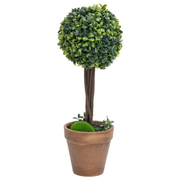 Plantas bolas de buxo artificiais c/ vasos 2 pcs 33 cm verde M 2