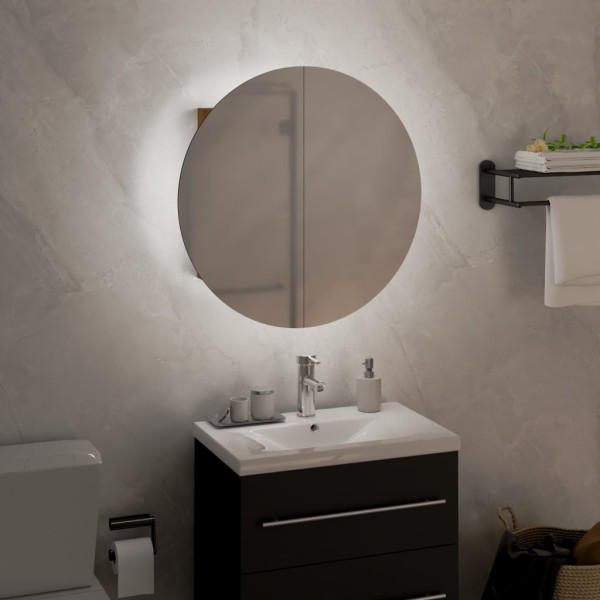 Armario de baño con espejo redondo y LED roble 40x40x17.5 cm M 3