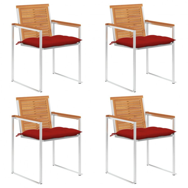 Sillas de jardín y cojines 4 unidades madera maciza de acacia D