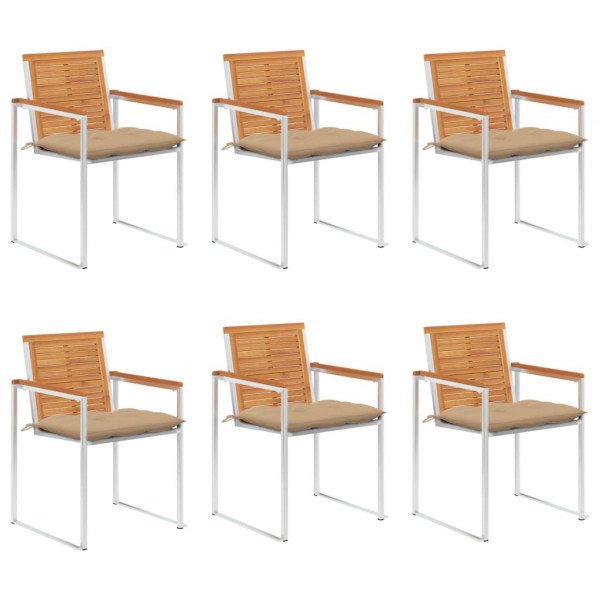 Sillas de jardín y cojines 6 unidades madera maciza de acacia D
