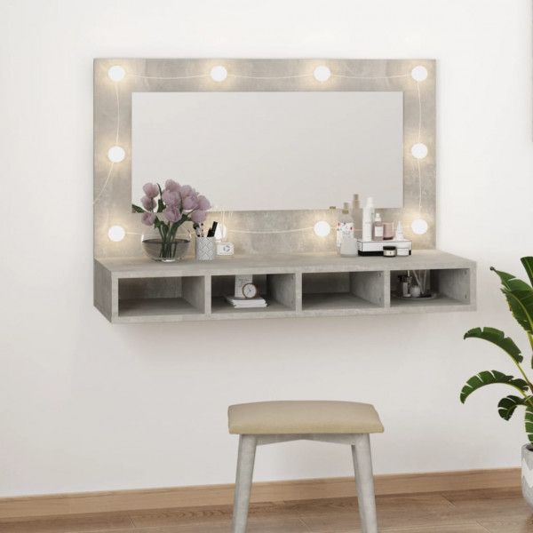 Mueble con espejo y LED color gris hormigón 90x31.5x62 cm M 2