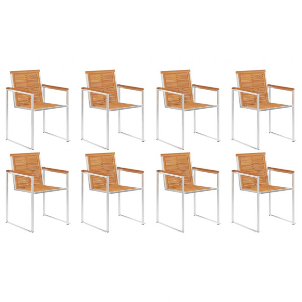 Cadeiras de jardim 8 pcs c/ almofadões madeira de acácia maciça M 3