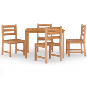 5 pcs conjunto de jantar p/ jardim madeira de teca maciça H