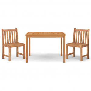 3 pcs conjunto de jantar para jardim madeira de teca maciça H