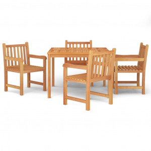 5 pcs conjunto de jantar p/ jardim madeira de teca maciça H