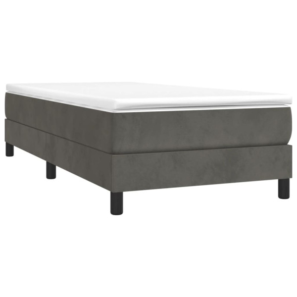 Cama box spring con colchón terciopelo gris oscuro 90x190 cm M 3