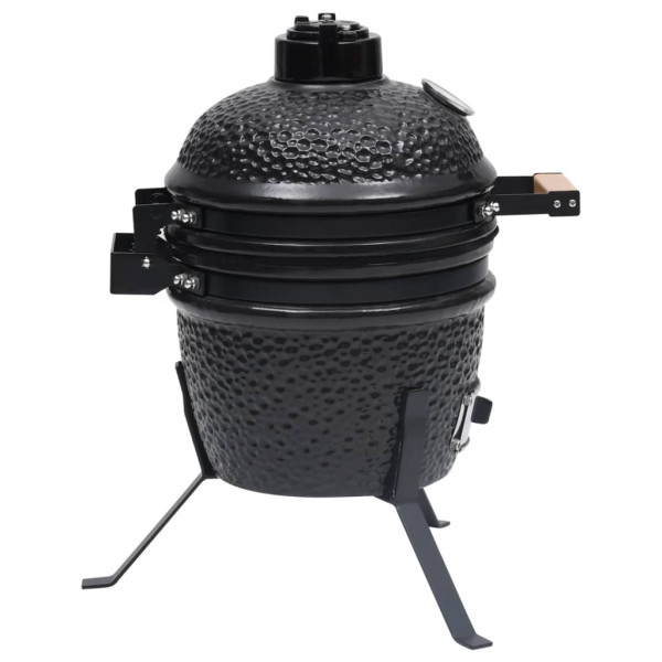 Barbacoa 2 en 1 ahumadora Kamado de cerámica negro 56 cm M 5