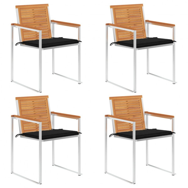 Sillas de jardín y cojines 4 unidades madera maciza de acacia D