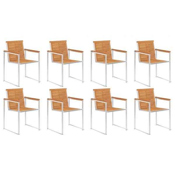 Cadeiras de jardim 8 pcs c/ almofadões madeira de acácia maciça M 3