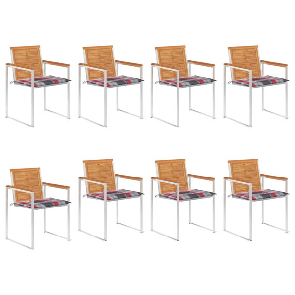 Sillas de jardín y cojines 8 unidades madera maciza de acacia D