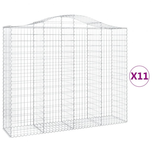 Cestos gabião arqueados 11 pcs 200x50x160/180 ferro galvanizado M 2