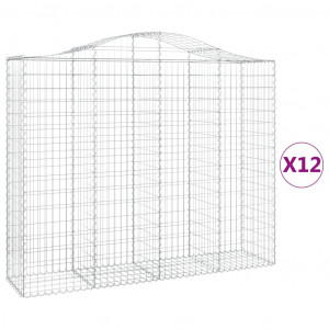 Cestos gabião arqueados 12 pcs 200x50x160/180 ferro galvanizado H