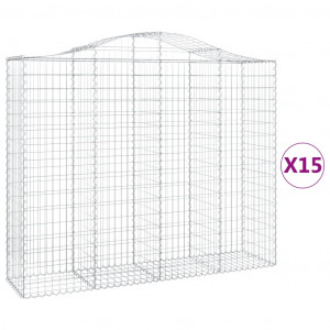 Cestos gabião arqueados 15 pcs 200x50x160/180 ferro galvanizado H
