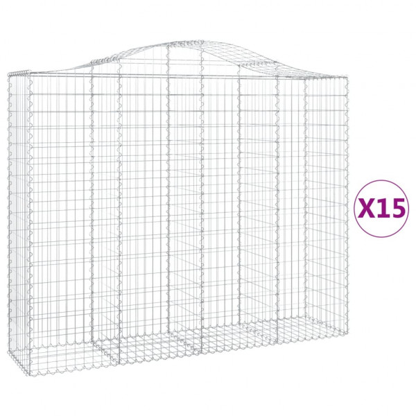 Cestos gabião arqueados 15 pcs 200x50x160/180 ferro galvanizado M 2