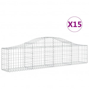 Cestos gabião arqueados 15pcs 200x30x40/60 cm ferro galvanizado H