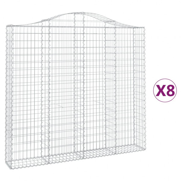 Cestos gabião arqueados 8pcs 200x30x180/200cm ferro galvanizado M 2