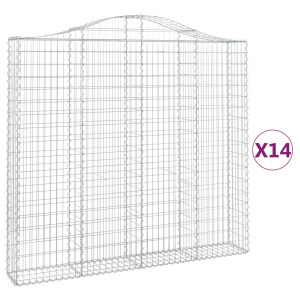 Cestos gabião arqueados 14 pcs 200x30x180/200 ferro galvanizado H