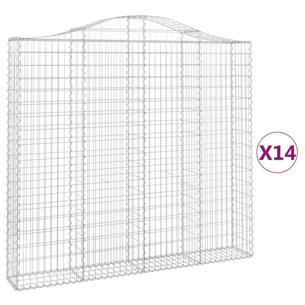 Cestos gabião arqueados 14 pcs 200x30x180/200 ferro galvanizado M 2