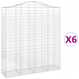 Cestos gabião arqueados 6pcs 200x50x220/240cm ferro galvanizado H