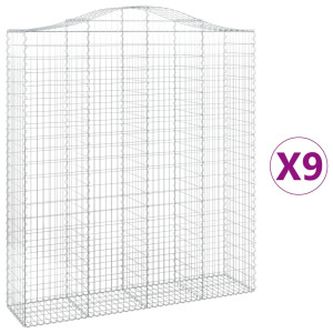 Cestos gabião arqueados 9pcs 200x50x220/240cm ferro galvanizado H