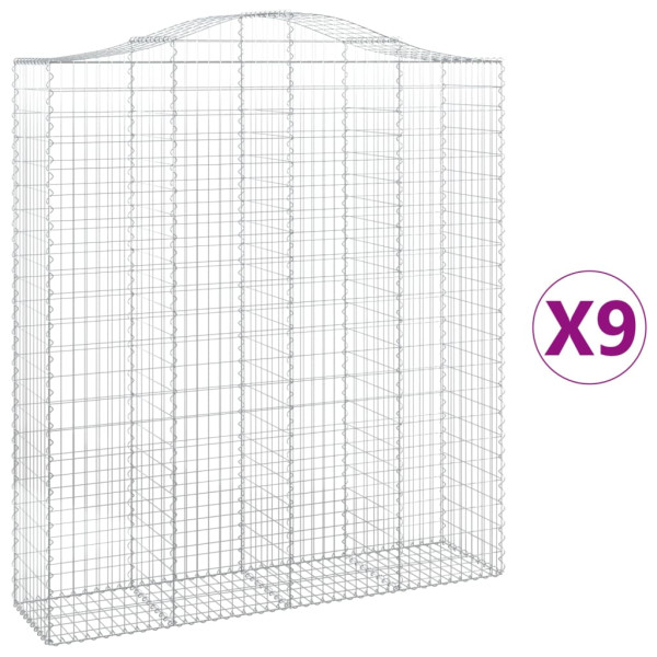 Cestos gabião arqueados 9pcs 200x50x220/240cm ferro galvanizado M 2