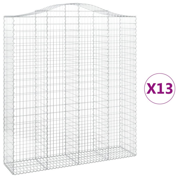 Cestos gabião arqueados 13 pcs 200x50x220/240 ferro galvanizado M 2